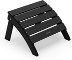 Adirondack Ottoman Footrest for Adirondack Chair, All-Weather HDPE Outdoor Foot Stool, Folding Patio Ottoman for Lawn, Garden, Deck, Backyard, Black