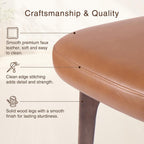 YOUNIKE Wooden Dining Chair, Faux Leather Upholstered Dining Room Chair Kitchen Chair, Mid Century Modern Dinner Chair with Solid Wood Legs for Kitchen Dining Vanity, Brown (Single Pack)