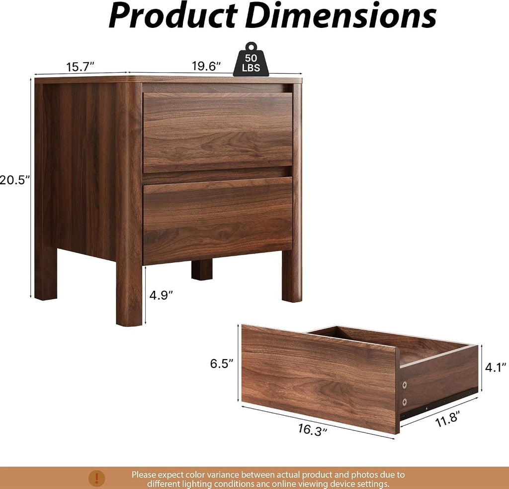 MAISONARIA Living Room Table Sets of 4, Mid Century Coffee Table & TV Stand & End Table Set of 2, Sliding Door Coffee Table and TV Stand with Storage, Modern End Table for Living Room, Walnut