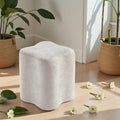 Get Set Style 14.4 Inch Flowers Shaped Ottoman,Modern Chenille Ottoman Vanity Stool for Living Room Comfortable Pouf Extra Seating,Stylish Sofa Foot Rest (Beige)
