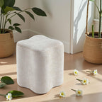 Get Set Style 14.4 Inch Flowers Shaped Ottoman,Modern Chenille Ottoman Vanity Stool for Living Room Comfortable Pouf Extra Seating,Stylish Sofa Foot Rest (Beige)