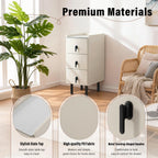 Homcosan Night Stand Small Size 9.84", Modern Minimalist Bedside Table with 3 Drawer, Easy Assembly, Narrow End Table for Small Space, Bedroom, Vanity, Dorm (Cream)