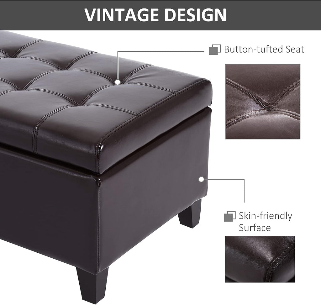 Versatile Storage Ottoman with Upholstered Soft-Touch Fabric Top and Sturdy Wood Frame for Living Room or Bedroom Use