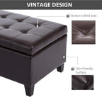 Versatile Storage Ottoman with Upholstered Soft-Touch Fabric Top and Sturdy Wood Frame for Living Room or Bedroom Use