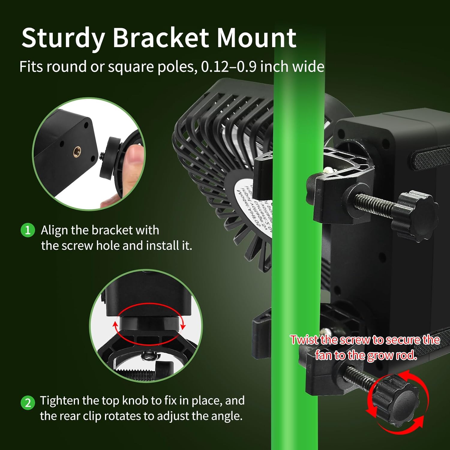 Grow Tent Fan 6”, LCD Display with Sensor, Adjustable Temp & Humidity Control, 4-Speed, 90° Oscillating Fan, Strong Airflow for Indoor Growing, Mushroom Box, Desk Use