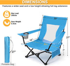 Joyfair Beach Camping Chair (2 Pack), Folding Chair for Adults (Blue) | Heavy Duty Outdoor Portable Chair with Armrest for Outside Lawn, Sport, Fishing, Cup Holder & Storage Pocket, Carry Bag