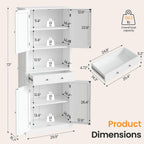 Apicizon 71’’ Tall Kitchen Pantry Storage Cabinet, Modern Kitchen Hutch Bar Cabinet with Microwave Stand & 3 Adjustable Shelves, Cupboard with Drawers, Wood Buffet Sideboard for Dining Room, White