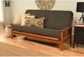 HomeStock Futon Frame Set with Mattress - Converts to Bed - Hardwood Sofa for Living Rooms Linen Charcoal/Barbados