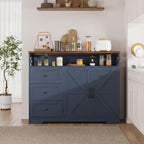 Befrases Farmhouse Buffet Cabinet with Drawers & Open Shelf, Sideboard with Storage, Kitchen Pantry Cabinet Hutch, Coffee Bar Station for Kitchen, Livingroom, 47" L Blue