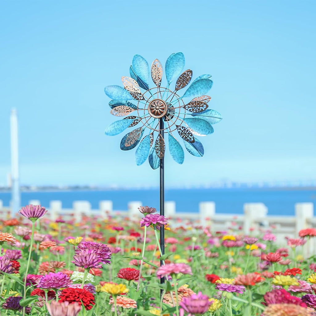 WONDER GARDEN Wind Spinners Outdoor - Metal Wind Spinner Windmill, 4.3 Ft Kinetic Wind Sculpture & Spinners for Yard Patio Lawn Decor