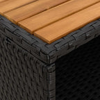 Outdoor Storage Cabinet with Acacia Wood Top, Black Poly Rattan Sideboard with 3 Shelves, Weather-Resistant Garden Organizer for Patio, Backyard, and Indoor Use 27.5 x 20 x 34 Inches