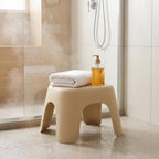 Plastic Step Stool, Heavy-Duty ABS Shower Bath Stool Anti-Slip, Compact Size for Bathroom, Kitchen, Entryway Beige