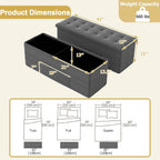 43" Folding Storage Ottoman Bench, End of Bed Foot Rest Stool with Removable Divider & Side Pocket, Storage Chest for Entryway, Living Room, Bedroom, 660 lbs Weight Capacity (Dark Grey)