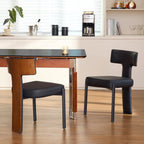 GrandNoor Black Dining Chairs Set of 2,Faux Leather Dining Chairs with Soft Cushion,Comfortable Upholstered Armless Dining Room Chairs with Curved Plywood Back