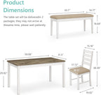 ROCSUMOO Farmhouse Dining Table Set with 4 Chairs and 1 Bench, 59" White Kitchen Table Set, Rectangular Dinner Room Table & Chairs Set Wood (4 Chairs & 1 Bench)