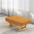 7-Inch High Stool, Small Linen Footstool, Solid Wood Frame, Entryway Shoe Bench, with Padded Footrest, Suitable for Living Room, Entryway, and Bedroom Natural Legs Orange