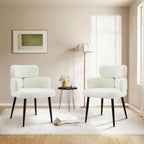 Accent Dining Chair with Arms,Set of 2 Modern Upholstered Side Chair with Soft Fabric Black Metal Legs, Comfy Spacious Seat & Back for Dining Room/Living Room/Bedroom, Beige