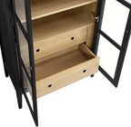 Modway Nolan Modern Farmhouse 71 Inch Tall Arched Storage Display Cabinet in Black Oak