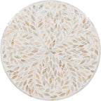 Linon Dabelle Cream Capiz Round Side Table with Gold Metal Base