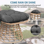 2 Pieces Swivel Outdoor Ottomans for Patio Foot Rest, PE Rattan Wicker Ottoman with Cushions, Outdoor Footstool Footrest Seat, for Patio, Garden, Poolside (2 Piece Ottoman Black)