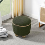Round Storage Stool, Storage Stool with Storage Space and Cushioned seat, Available in Bedroom, Living Room, entryway-Dark Green
