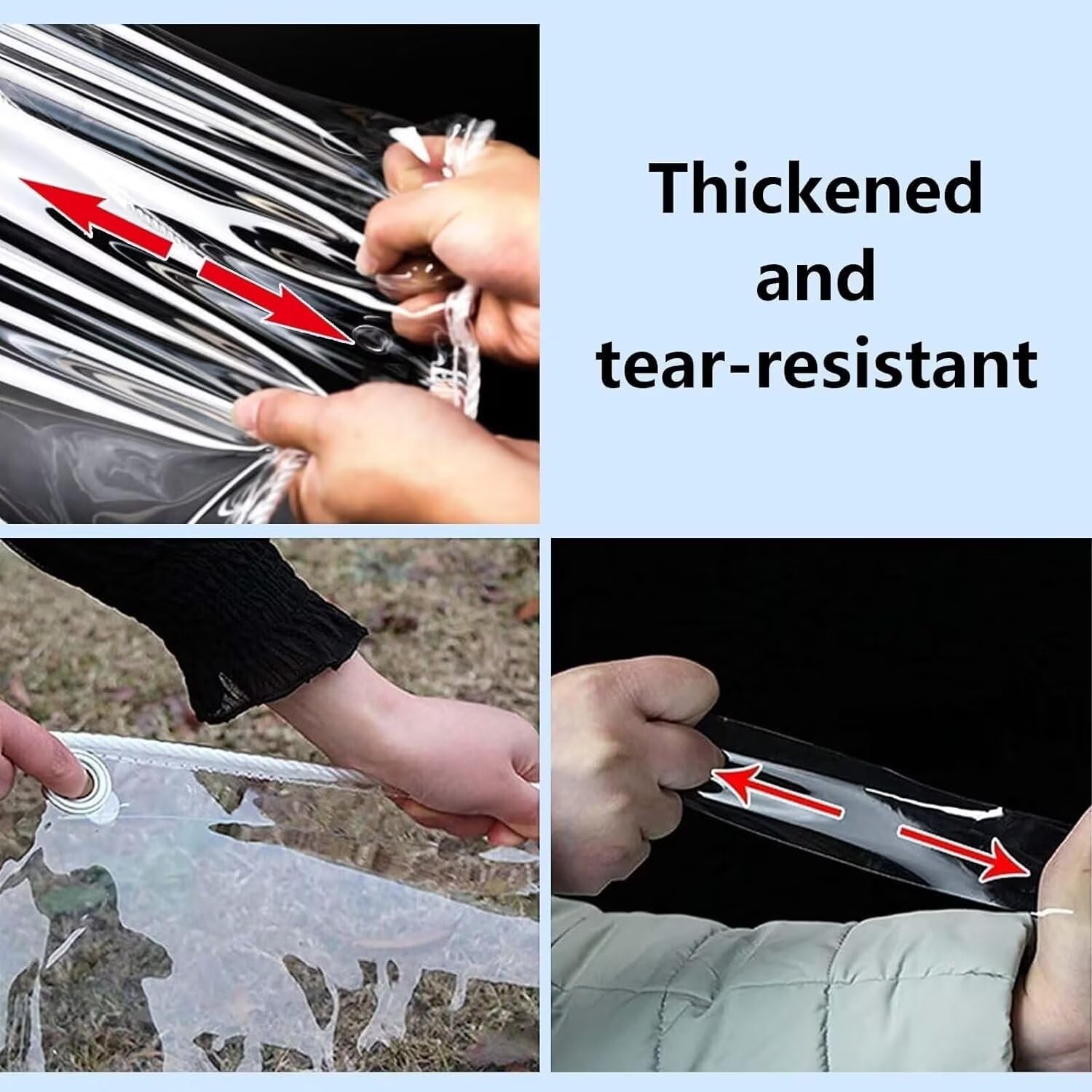 8' X 12' Clear Vinyl Tarp, 14 Mil Clear Tarps Heavy Duty Water Resistant, 400g/m² Thickened Tear Resistant with Metal Grommets, for Patio Porch and Garden Chicken Coop