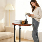 Adjustable Side Table, C Shaped End Table for Couch, Bedside Table TV Tray Small Coffee Table, Narrow Side Tables for Living Room, Bedroom, Bathroom, Small Table for Sofa, Bed, Couch