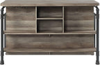 Antique Oak and Sandy Grey 5-Shelf Kitchen Island with Wood+Metal | Wood and metal construction with rustic and modern design