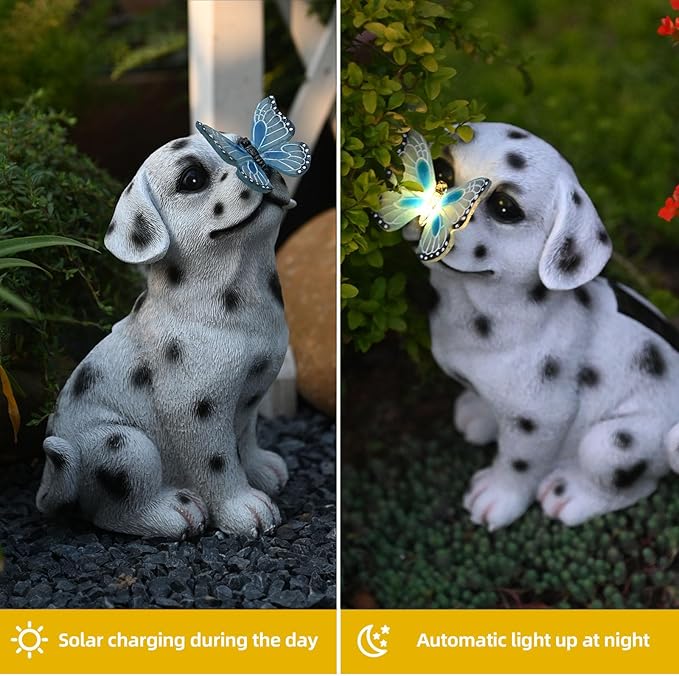 Cat Garden Figurines Outdoor Decor Solar Statue with LED Lights for Patio Lawn Yard Art Decoration Housewarming Garden Gift