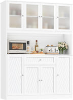 BOTLOG 72" Tall Kitchen Pantry Cabinet, 55.1" Wide Large Kitchen Hutch with Microwave Countertop, Coffee Bar Station with Drawer & Doors, White Freestanding Buffet Cupboard for Dining Room