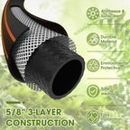 Heavy Duty Garden Hose – 5/8 Inch Flexible, Lightweight Hybrid Hose with 600 PSI Burst Pressure, Swivel Handle, and Durable Copper Male/Female Fittings (Black with hose sprayer, 100FT)
