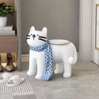 AETVRNI Adorable Cat-Shaped Side Table, 21" Lx13 Wx20 H,Animal-Shaped Resin Decor Kitty Nightstand End Table for Cat Lovers Living Room Bedroom,White