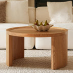 Round Nesting Coffee Table Set of 2, Brown, Wood Top | Modern wood-top tables for living rooms, bedrooms, and apartments