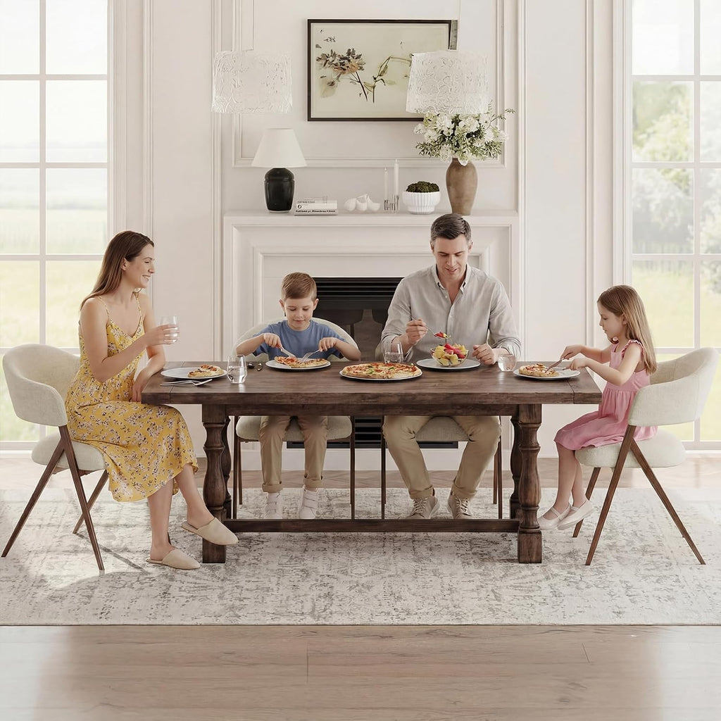 COLAMY Modern Dining Chairs Set of 6, Upholstered Fabric Dining Room Kitchen Island Dinner Chairs with Iron Legs, Open Back and Padded Seat for Living Room/Bedroom/Restaurant/Cafe, Beige