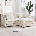 Tmsan 76.7" Beige White Cloud Couch, Small L Shape Sectional Sofa, 2 Seater | Modular Loveseat for Small Spaces Living Room Apartment, Ottoman Chaise, Comfy Chenille, Deep Seat, Modern Luxury Convertible
