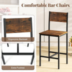GIANTEX 3-Piece Bar Table and Chair Set with 2 Counter Height Bar Stools, Breakfast Nook Table Set for Small Space, Dinette, Pub, Kitchen, Apartment, Restaurant, Dining Table Set for 2 (Brown)