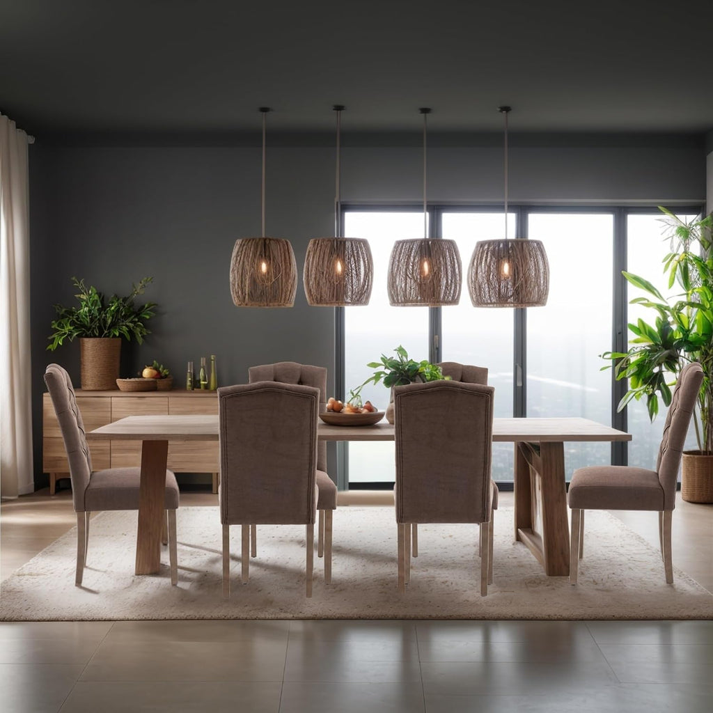 Tufted Upholstered Parsons Dining Chair Set Fabric Diner Accent Stylish Modern Kitchen Living Room with Button Sturdy Solid Wood Legs, 4-Pack