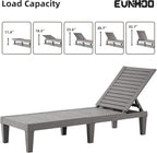EUNHOO Outdoor Chaise Lounge Set of 2, Adjustable Pool Lounge Chair with 5 Positions Backrest, Waterproof Sun Loungers for Garden Pool Beach Patio Deck Sunbathing