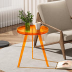Clear Acrylic Side Table, Round End Table Bedside Table for Living Room Bedroom (Orange)