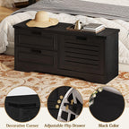 FATORRI Entryway Bench with Storage, 41 Inch Shoe Storage Bench, Industrial Wood Shoe Bench for Entry Way, Living Room, Bedroom and Mudroom (Black)