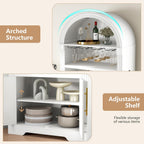 Vlsrka Arched Cabinet, Kitchen Pantry Cabinets with Open & Adjustable Shelves, Induction 3 Color Lights (White A)