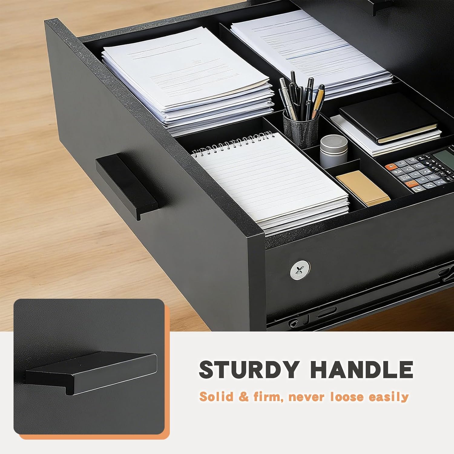 SweetGO 5 Drawer Storage Cabinet, Under Desk Organizer with Printer Stand Wood Filing cabinets for Home Office, Apartments (Black)