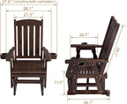Fortune Candy Wooden Patio Glider for One Person, with High Back and Deep Contoured Seat, Solid Fir Wood, Heavy Duty 600 LBS (Deep Brown, 1-Seater)