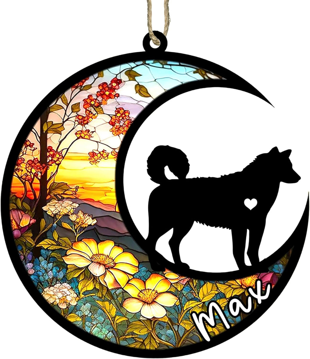 Personalized Dog Memorial, Custom Name Husky Dog Christmas Ornament with Name, Custom Breeds, Pet Loss Light Catcher, Gifts for Lovers Loss of Pet Sympathy on Mothers Day Christmas