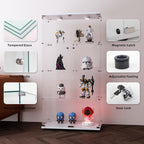 FANYUSHOW Display Cabinet with Glass Door and LED Light, 4-Tier Tempered Glass Display Shelf, Glass Curio Cabinet Collection Display Case, Display Case Cabinet, White 64" H x 32" L x 14" W