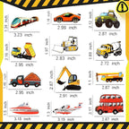 QTL Truck Stickers for Kids Boys Tractor Stickers for Water Bottles Easter Basket Stuffers Gifts for Kids Boys 50Pcs
