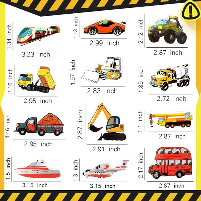 QTL Truck Stickers for Kids Boys Tractor Stickers for Water Bottles Easter Basket Stuffers Gifts for Kids Boys 50Pcs