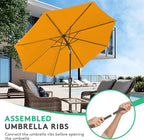JEAREY 10FT Outdoor Patio Umbrella Outdoor Table Umbrella with Push Button Tilt and Crank, Market Umbrella 8 Sturdy Ribs UV Protection Waterproof for Pool, Garden (Light Orange)