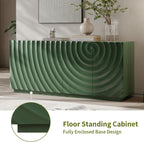 LKTART 59" Sideboard Buffet Cabinet with Storage, 4 Doors Modern Accent Storage Sideboard, Floor Cabinet Buffet with Spiral Grain for Kitchen, Living Room (Green)