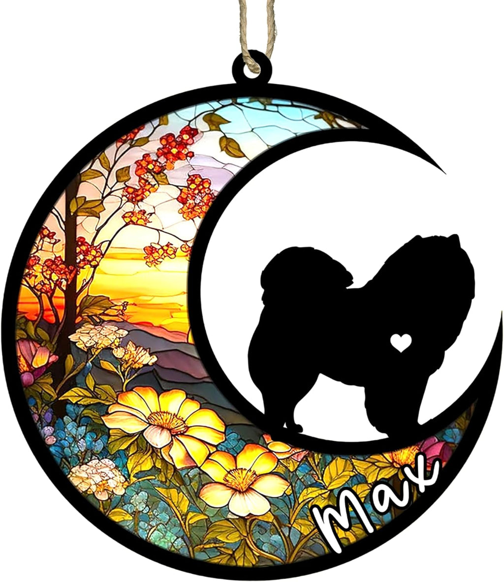 Personalized Dog Memorial, Custom Name Chow Chow Dog Christmas Ornament with Name, Custom Breeds, Pet Loss Light Catcher, Gifts for Lovers Loss of Pet Sympathy on Mothers Day Christmas